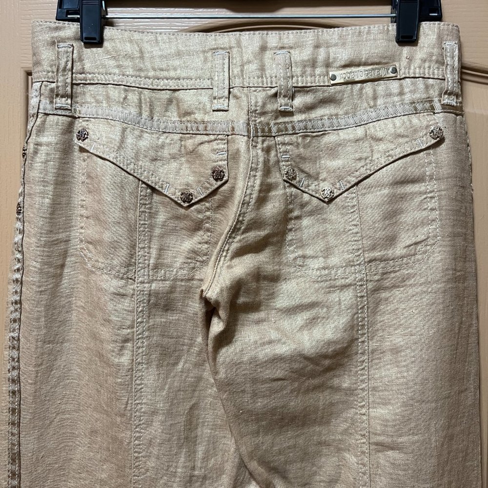 ❤️NWOT❤️ Roberto Cavalli Beige/Gold Linen Pants Vintage Made in Italy S… - Picture 9 of 16